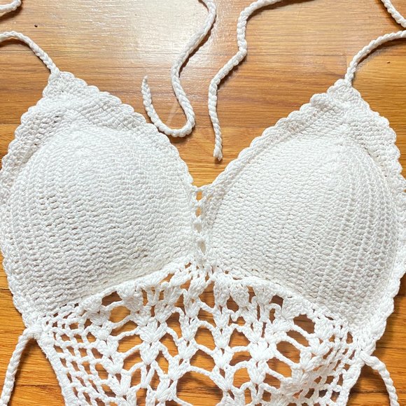 Crochet Knitted One Piece Swimsuit Size Medium - Picture 11 of 16